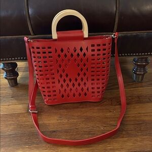 Red Cutout Tote Bag